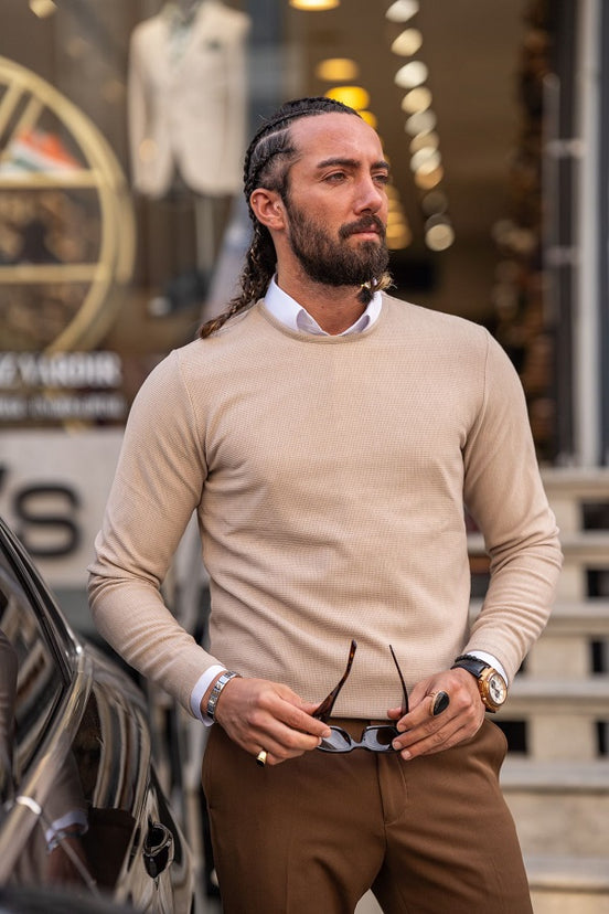 Beige Round Neck Sweater