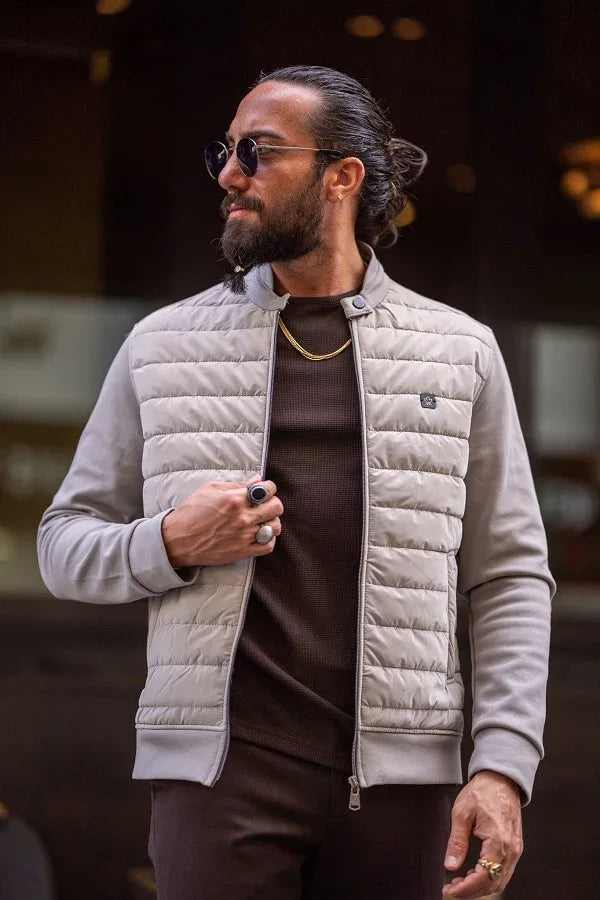Rapid Slim Fit Zipper Beige Coat