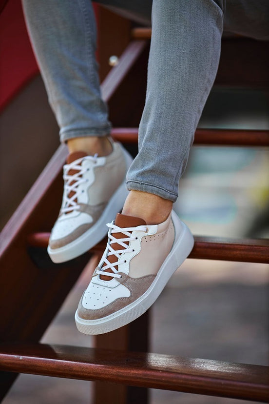 Beige White Sneakers