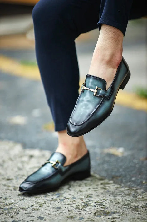 Black Bit Loafers for Men