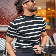 GentWith Rapid Black Crewneck Striped T-Shirt