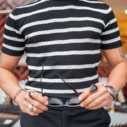 GentWith Rapid Black Crewneck Striped T-Shirt