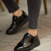 Rapid Black Patent Leather High Top Sneakers