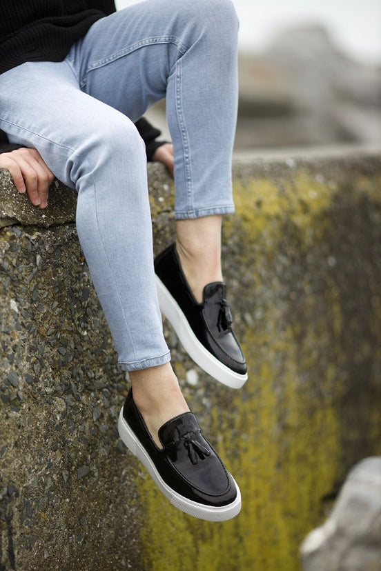 Black Patent Tassel Loafers