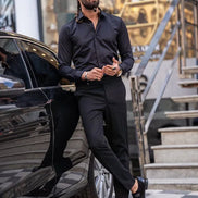 Rapid Black Slim Fit Buttoned Cotton Shirt