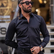 Rapid Black Slim Fit Buttoned Cotton Shirt