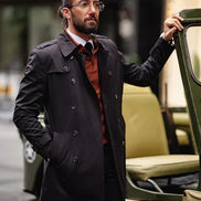 Rapid Black Slim Fit Double Breasted Long Coat