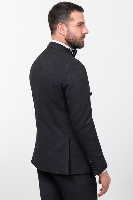 Rapid Black Slim Fit Double Breasted Tuxedo