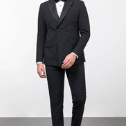 Rapid Black Slim Fit Double Breasted Tuxedo
