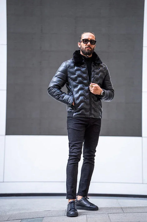 Rapid Slim Fit Black Fur Coat