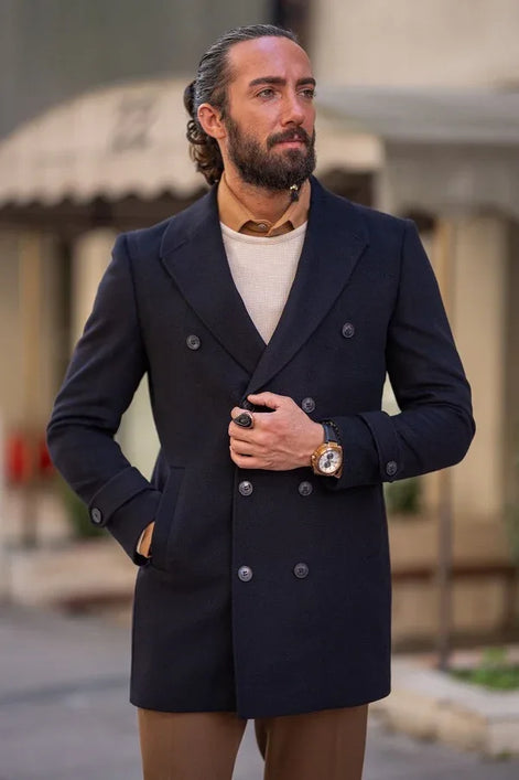 Rapid Slim Fit Black Long Coat
