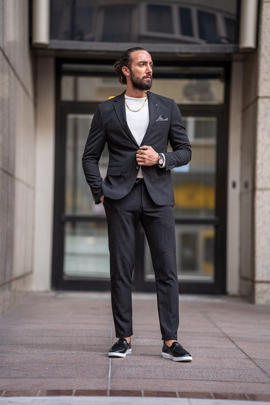 Black Pinstripe Suit