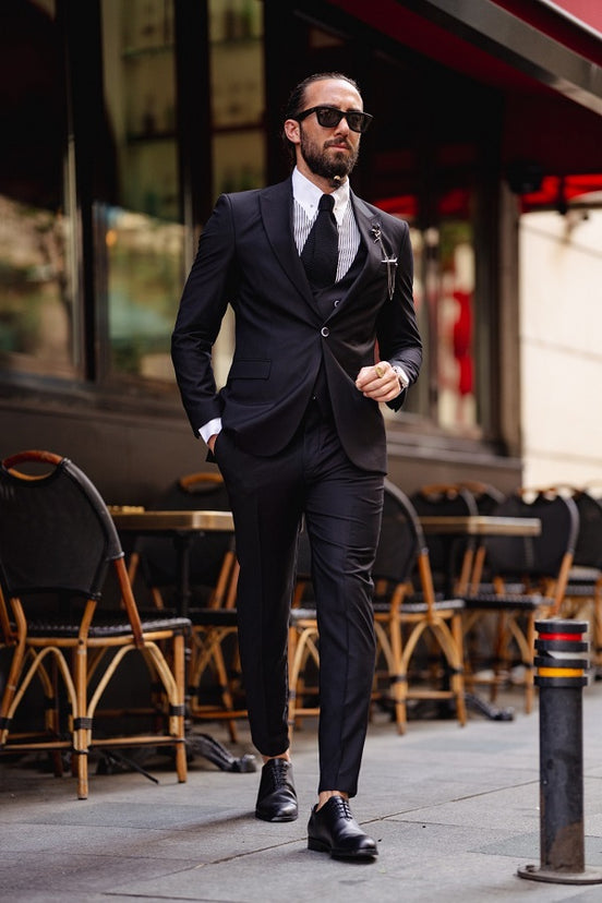 Black 3 Piece Wool Suit