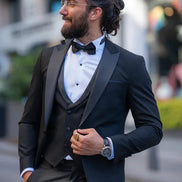Rapid Slim Fit Peak Lapel Black Tie Tuxedo