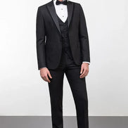 Rapid Black Slim Fit Peak Velvet Lapel Tuxedo