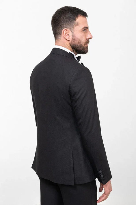 Rapid Black Slim Fit Peak Velvet Lapel Tuxedo