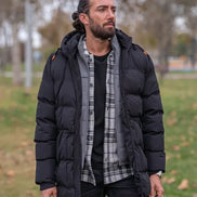Rapid Slim Fit Black Long Puffer Coat