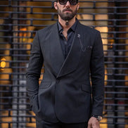 Rapid Black Slim Fit Shawl Lapel 2 Piece Suit