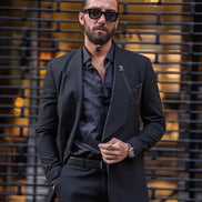 Rapid Black Slim Fit Shawl Lapel 2 Piece Suit
