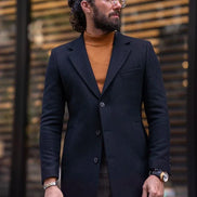 Rapid Black Slim Fit Single Breasted Long Coat