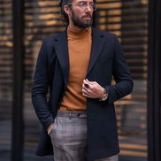 Rapid Black Slim Fit Single Breasted Long Coat