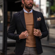 Rapid Slim Fit Textured Black Blazer