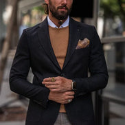 Rapid Slim Fit Textured Black Blazer