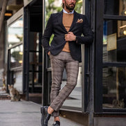 Rapid Slim Fit Textured Black Blazer