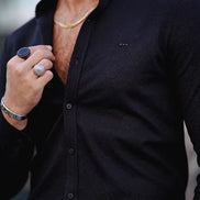 Rapid Black Slim Fit Textured Cotton Shirt