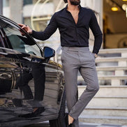 Rapid Black Slim Fit Textured Cotton Shirt