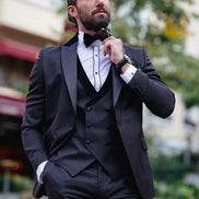 Rapid Black Slim Fit Velvet Peak Lapel Tuxedo