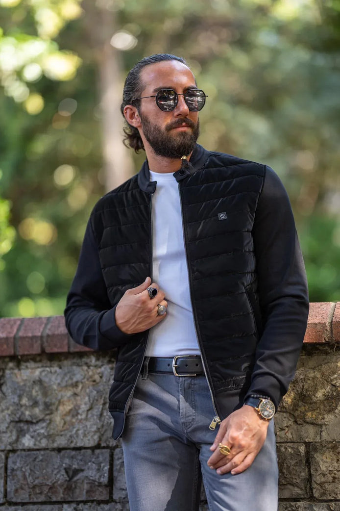 Rapid Slim Fit Zipper Black Coat