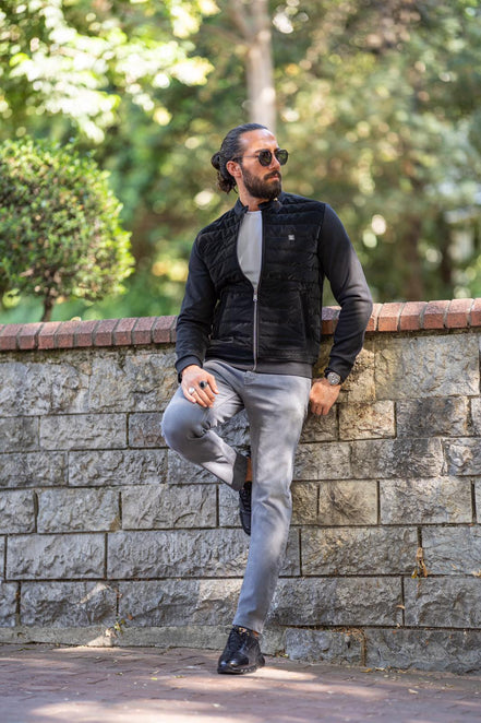 Rapid Slim Fit Zipper Black Coat