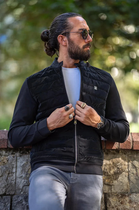 Rapid Slim Fit Zipper Black Coat