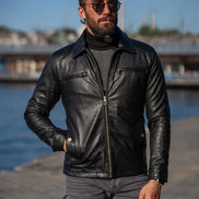 Rapid Slim Fit Zipper Black Leather Jacket