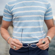 Rapid Blue Crewneck Striped T-Shirt