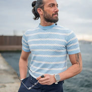 Rapid Blue Crewneck Striped T-Shirt