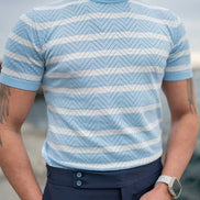 Rapid Blue Crewneck Striped T-Shirt