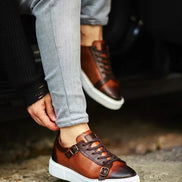 GentWith Rapid Brown Mid Top Monk Strap Sneakers