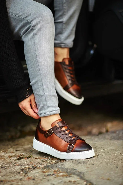 GentWith Rapid Brown Mid Top Monk Strap Sneakers