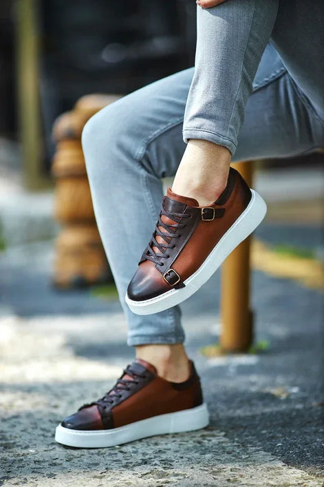 GentWith Rapid Brown Mid Top Monk Strap Sneakers