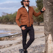 GentWith Rapid Brown Slim Fit Double Pocket Nebbuk Coat