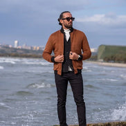GentWith Rapid Brown Slim Fit Double Pocket Nebbuk Coat