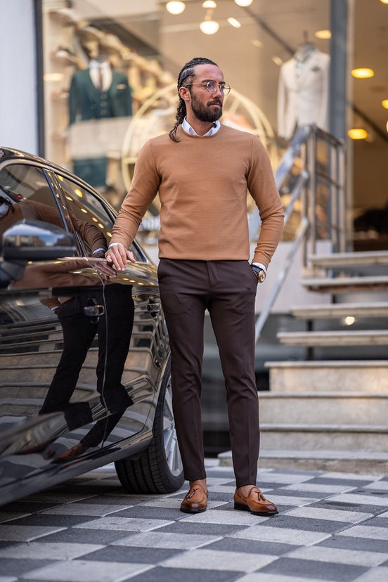 Camel Round Neck Sweater