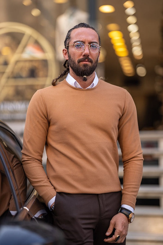 Camel Round Neck Sweater