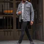 Rapid Slim Fit Double Pocket Gray Wool Coat