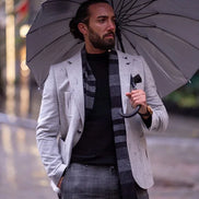 Rapid Slim Fit Notch Lapel Gray Linen Blazer