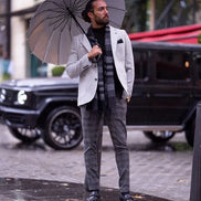 Rapid Slim Fit Notch Lapel Gray Linen Blazer