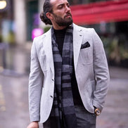 Rapid Slim Fit Notch Lapel Gray Linen Blazer