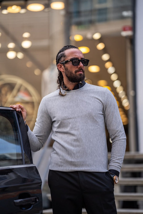 Gray Round Neck Sweater